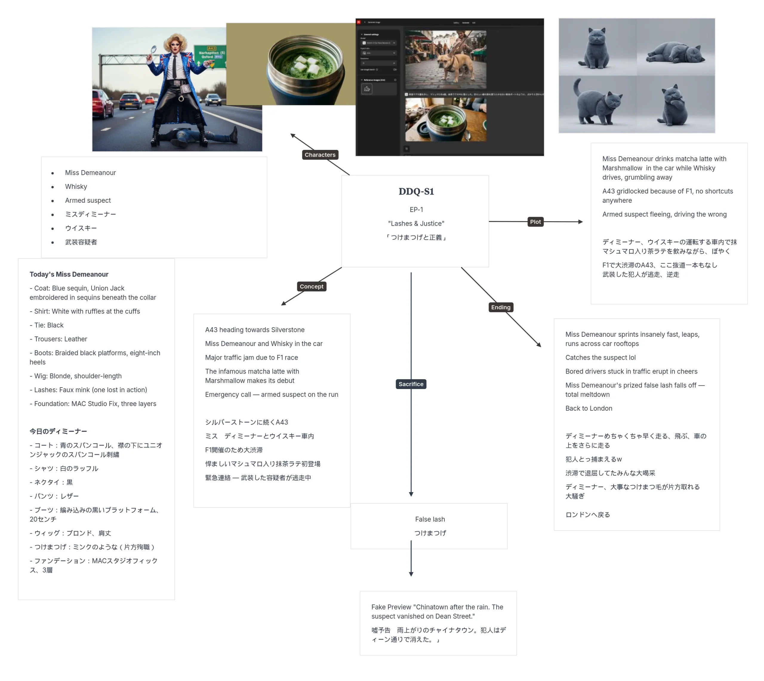 DDQ Atlas Episode 1 Lashes and Justice planning board
