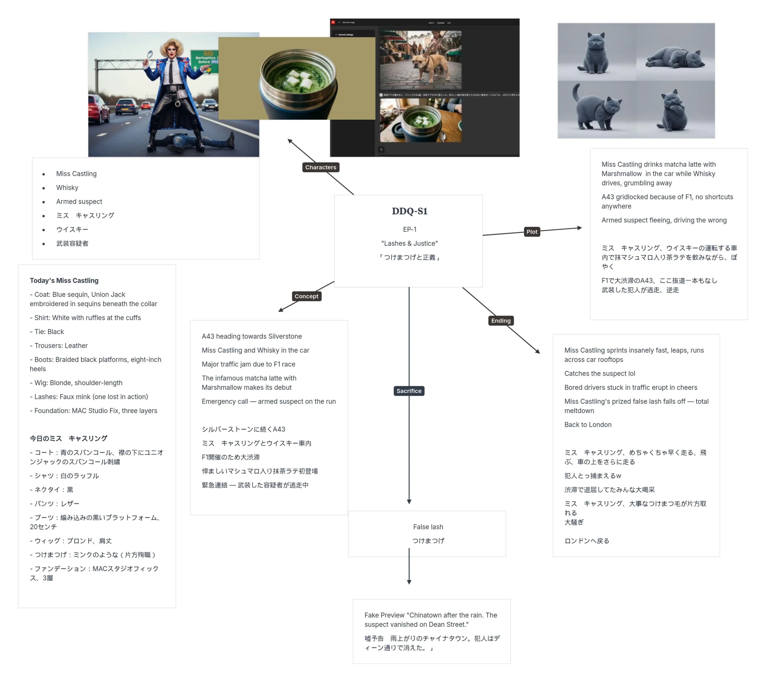 DDQ Atlas Episode 1 Lashes and Justice planning board