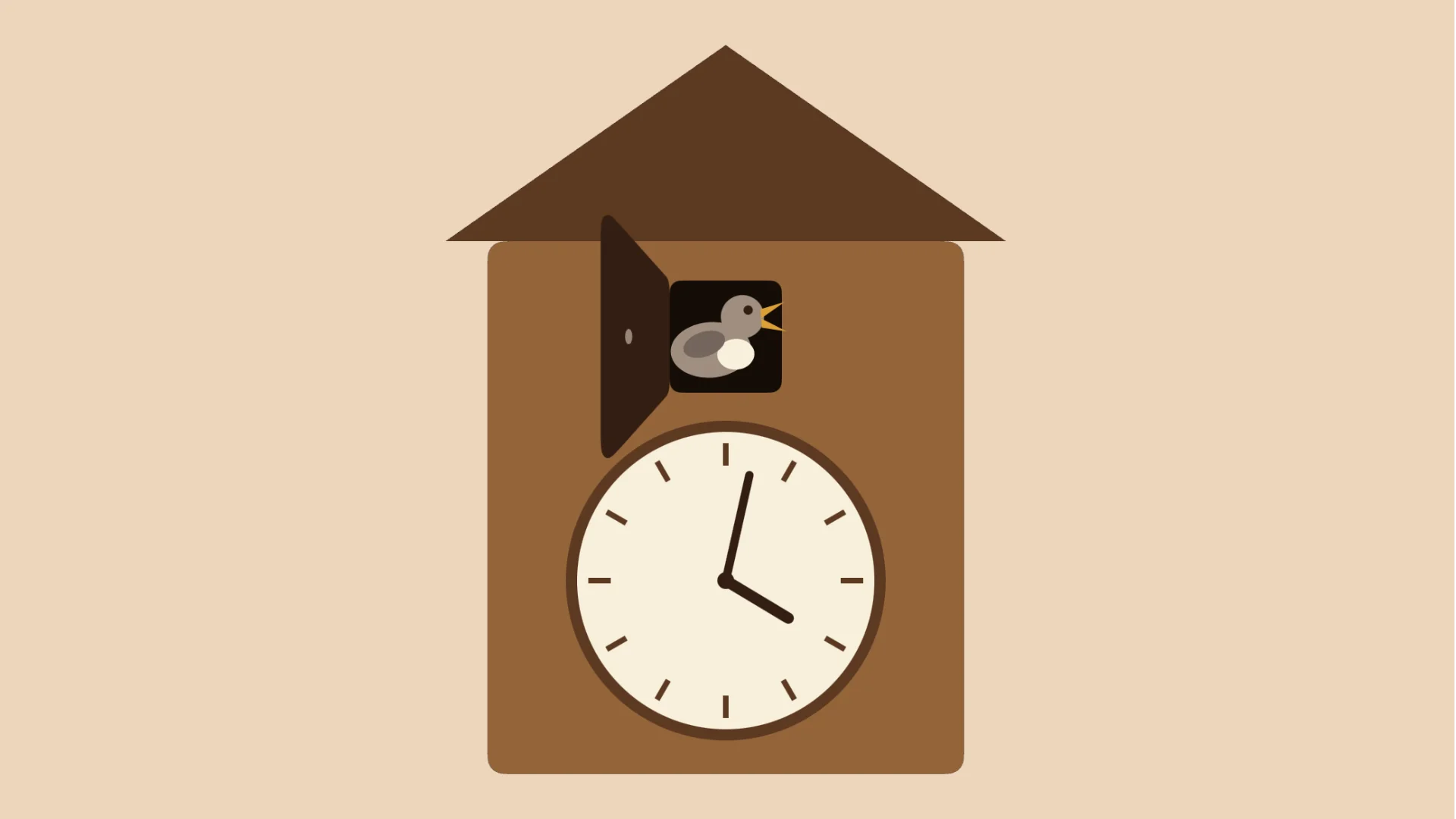 The little door of the Cuckoo Clock swung open, with a grey bird calling from inside.
