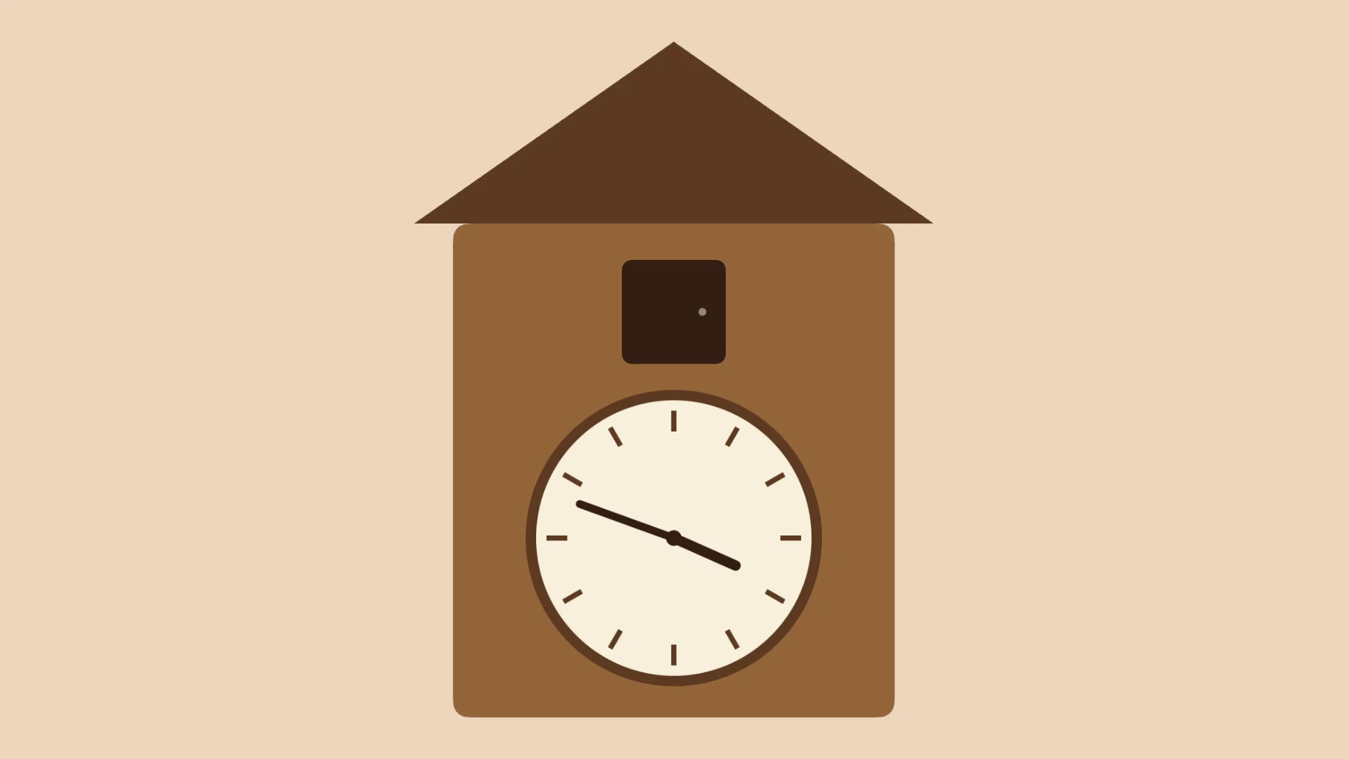 Cuckoo Clock app for Mac: a brown wooden cuckoo clock with a cream dial, its little door closed.