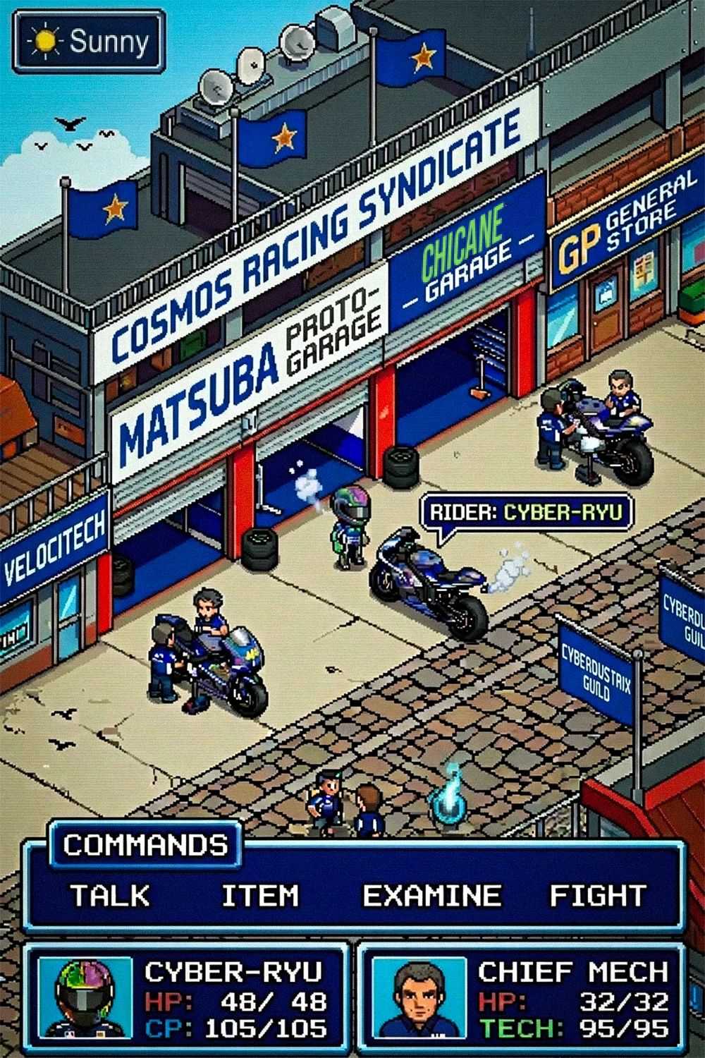 Cyber-Ryu MOTO: a racing paddock in retro pixel art, October 2026
